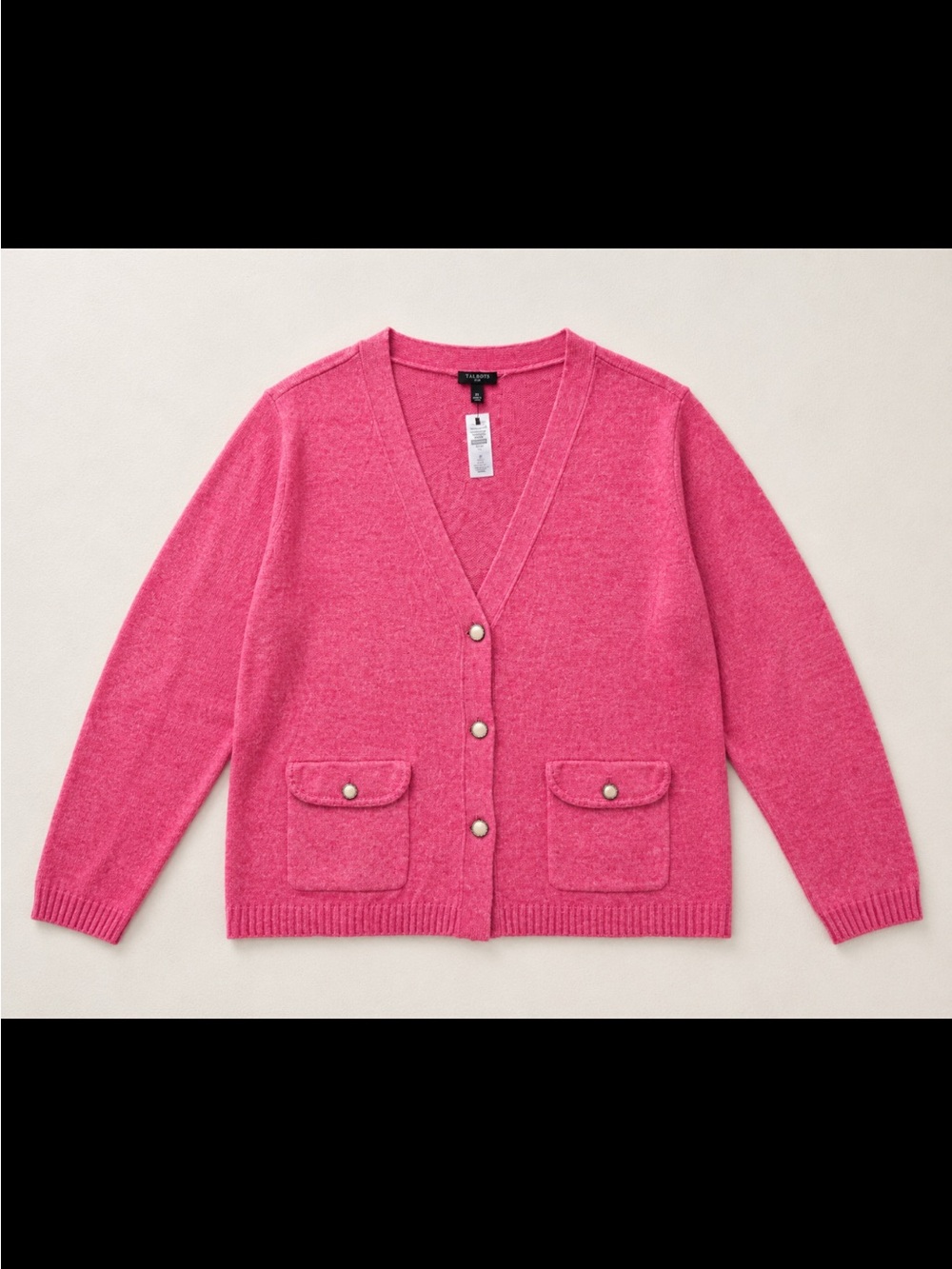 Talbots Plus 3X Pink Button Front Cardigan Sweater Cotton Blend Pockets Preppy